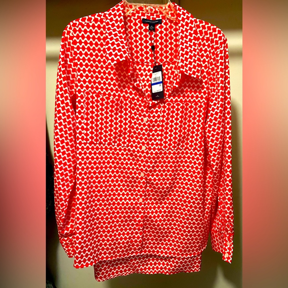Tommy Hilfiger Women’s Reddish/Peach Patterned Blouse